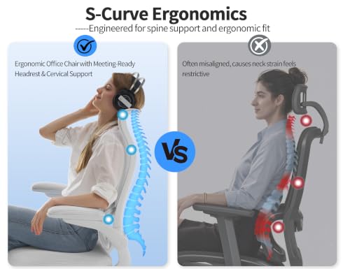 Image of TRALT Office Chair Ergonomic Desk Chair - Gaming Chair with Lumbar Support | 330 LBS Home Office Desk Chairs , Reading Chair with Flip-up Armrests, Comfortable Computer Chairs (1, White)