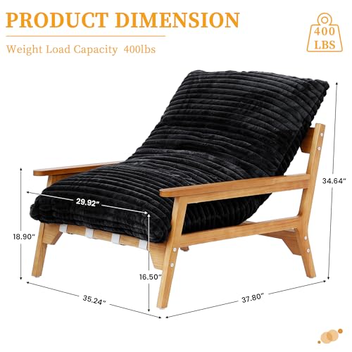 Sillón Plegable Peluche Negro miniatura 2