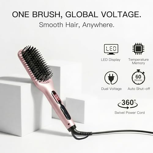 MegaWise Hair Straightener Brush KL1025-2-in-1 Ionic Hair Straightening & Detangling Brush with Adjustable Temperature, Anti-Scald Technology, and Auto Shut-Off - Ideal for All Hair Types by MEGAWISE - Image 4