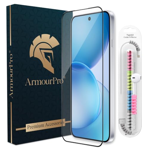 Image of ArmourPro Military-Grade Tempered Glass for Oppo Reno 16c - 9H Anti Scratch, Edge-to-Edge Coverage, HD Clarity, Smooth Touch, Case Friendly, Easy Installation Kit with Cable Protector