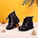 PANDANINJIA Christina Boys Girls Short Ankle Boots Fashion Dress Booties Waterproof Combat Shoes with Zipper for Toddler Little Kid(Black Bright 13 M US Little Kid)