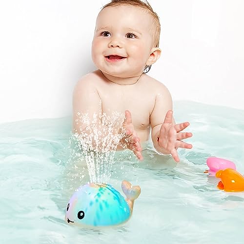 Baby Bath Toys, Water Spraying Whale Squirt Toy, Light