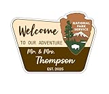 National Park Welcome Magnet, Fridge Refrigerator Magnet Personalized Family Cruise Keepsake Gift, Adventure Sign Name Home Wedding Newlywed Teacher