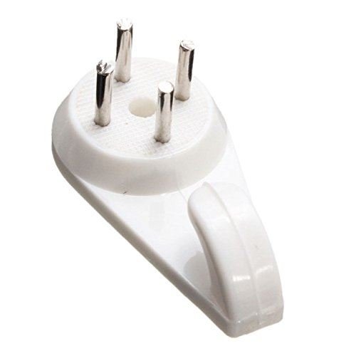 Bulk Hardware Large 40mm (1.1/2 inch) White Nylon Non-Trace Hardwall Drywall Picture Hanger Hook - Pack of 50