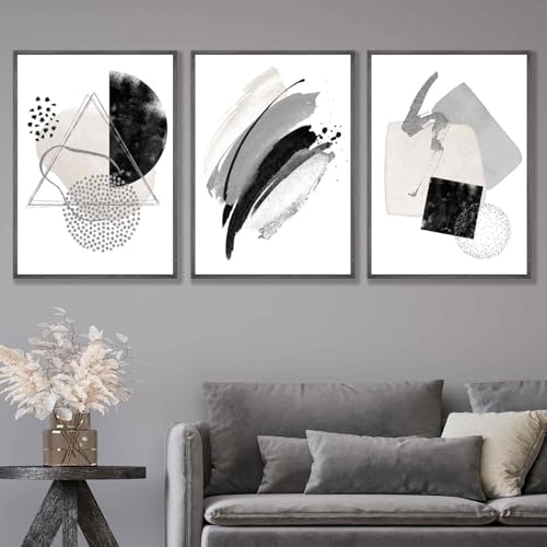 Impression d'art abstrait pour habiller un grand mur vide | Triptyque géométrique 80x120cm - 3
