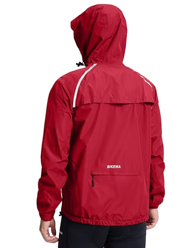Image of Bikewa Men's Cycling Rain Jackets Waterproof Running Bike Windbreaker Lightweight Packable Hooded Jacket