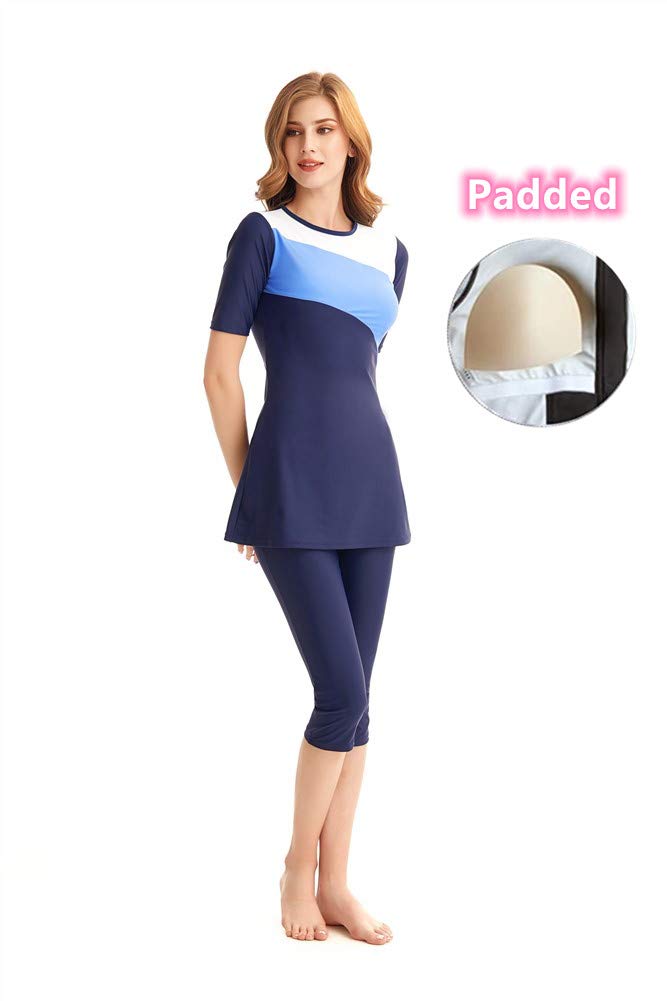 Modest Swimwear Surfing Suit Short Sleeve Swimsuit Costume Burkini Modesty Swimming (S2, XXL)