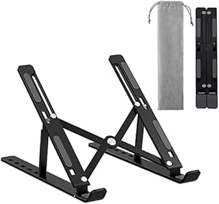 Nestling® Laptop Stand, 6 Level Height Adjustable Laptop Stand Desk, Aluminum Ventilated Cooling MacBook Stand Laptop Riser, Silicone Non-Slip Notebook Riser Mount 10-17''