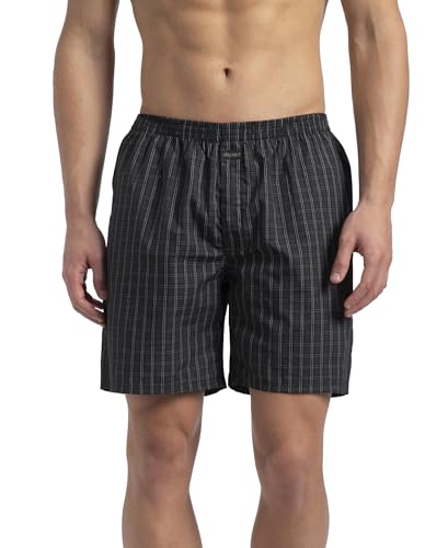 Image of Jockey 1223 Men Super Combed Mercerized Cotton Woven Checkered Boxer Shorts with Side Pocket (Pack of 2, Colors & Prints May Vary)