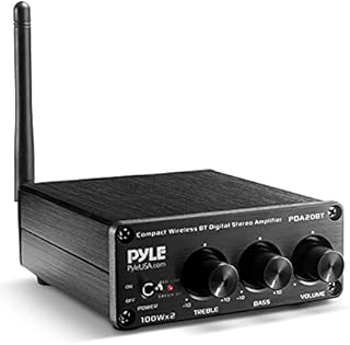 Bluetooth HiFi Mini Audio Amplifier - Class D Digital Desktop PC Stereo Amplifier Receiver (2 x 100 Watt MAX) Aluminum Diecast- Pyle PDA20BT, Micro Amp