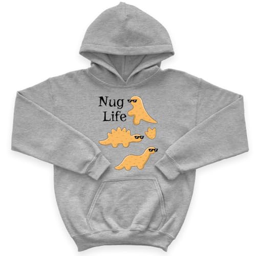 Nug Life Kids' Hoodie - Dino Nugget Hooded Sweatshirt - Cool Graphic Hoodie for Kids