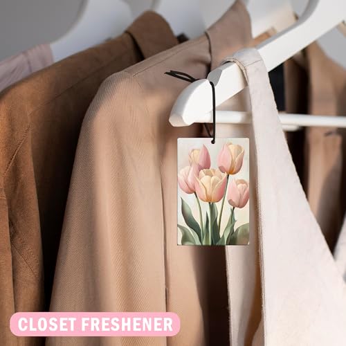 Image of Easter Bunny Egg Lamb Floral Car Air Freshener 4Pcs, Easter Gifts for Women Air Freshener for Car Interior Closet Drawer Books, Spring Tulip Daisy Flower Rabbit Car Mirror Decor Hanging
