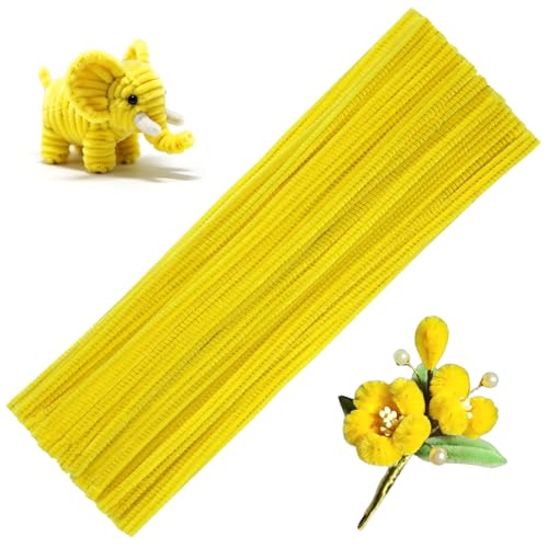 60PCS Yellow Pipe Cleaners Pipe Cleaners Bulk Art Pipe Cleaners for Creative Home Decoration Supplies and Crafts Project