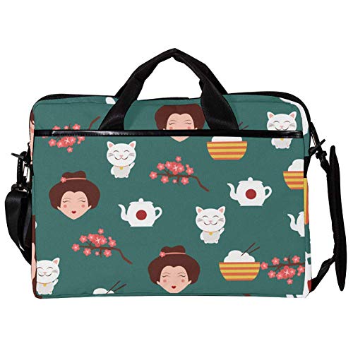 Elegante maletín para portátil de 14 pulgadas con arte japonés exclusivo