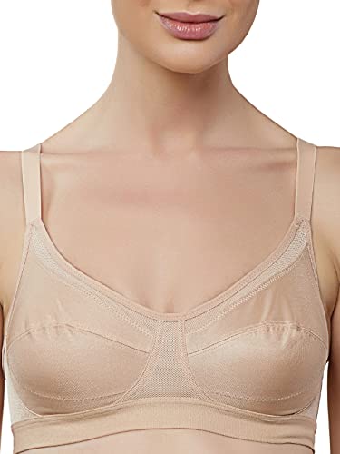 Image of Triumph Triaction Women's Sports Bra Wireless Non Padded Support Bra Breathable Mesh High Coverage Gym Bralette Cross Back Stretchable Activewear White Solid Design Pack of 1