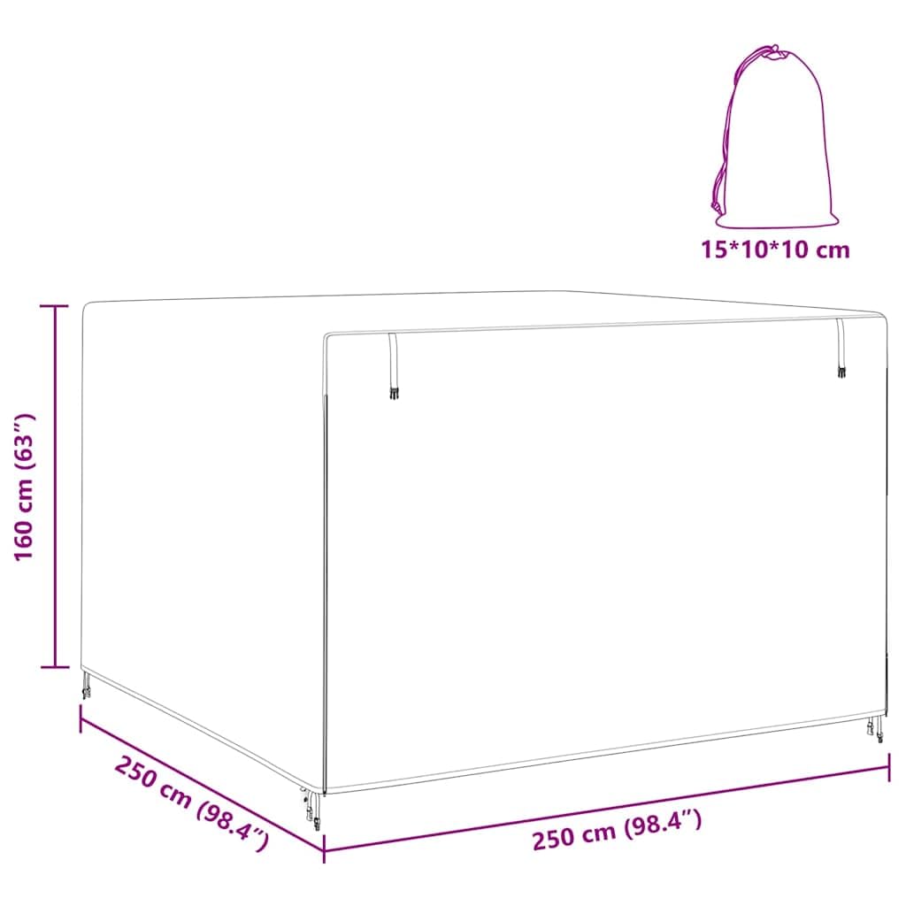 Housse pour balancelle d'extérieur en tissu Oxford 420D et résistante aux UV 250 x 250 x 160 cm, protection contre pluie, soleil, poussière pour jardin, terrasse, balcon