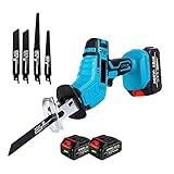 Mini Tischkreissäge 18-V-Akku-Elektro-Säbelsäge, tragbares Metall-Holz-PVC-Schneidwerkzeug mit variabler Geschwindigkeit for 18-V-Batterie(2 Battery EU Plug)
