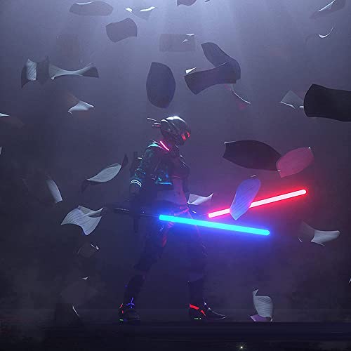 Lekki miecz, RGB 7-kolorowa zmienna metalowa rękojeść noża Lekki miecz, z bojowym efektem dźwiękowym Force FX Duel Light Sword, akumulator USB, odpowiedni na Halloween, bal przebierańców (srebrny)
