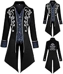 Veste Medieval Steampunk Manteau victorien Renaissance Renaissance Tailcoat costume d'Halloween pour homme