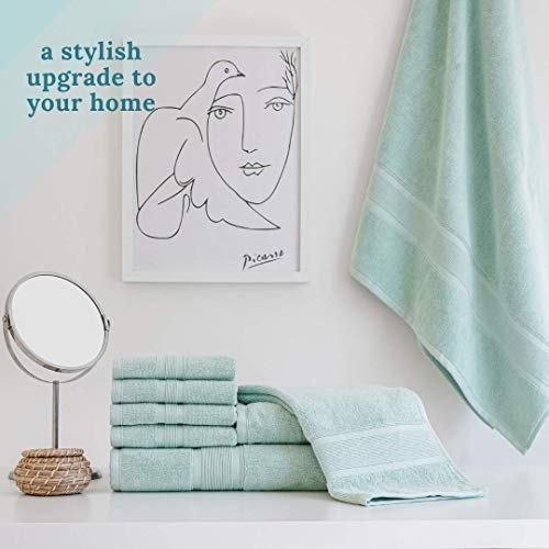 Luzia 8 Piece Towel Set - 100% Turkish Cotton, Premium Quality - 2 Bath Towels 2 Hand Towels And 4 Washcloths (Glacier Green) #TOP5