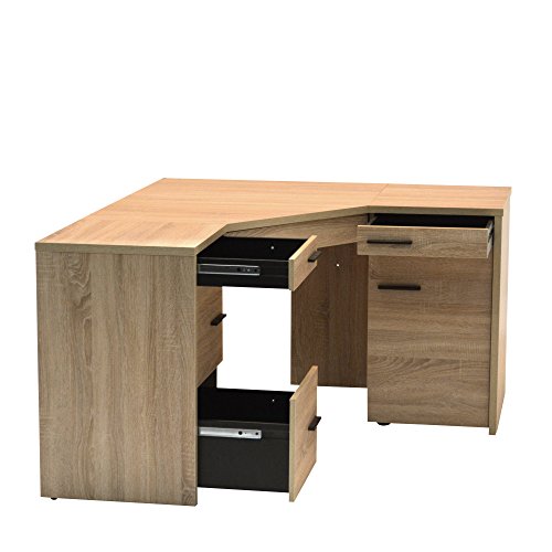 Jahnke CL 155 Eckschreibtisch | In Eiche Sägerau und Weiss | 150 x 76 x 60 cm - CL 155 E Eiche Sägerau Nb. T.1-3 Jahnke CL 155 Eckschreibtisch | In Eiche Sägerau und Weiss | 150 x 76 x 60 cm