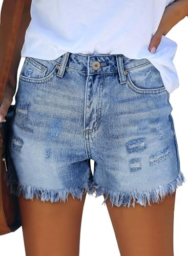 Image of CHICZONE Womens Mid-High Waisted Stretchy Denim Jean Shorts