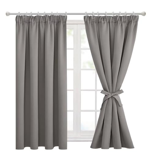 Hiasan Pencil Pleat Blackout Thermal Insulated Curtains, Bedroom and Living Room with Tiebacks
