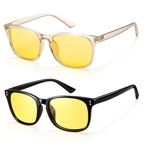 Image of Polarized Sunglasses for Women Men, Night Driving Glasses Anti Glare Yellow Lens UV 400 for Day Night Use