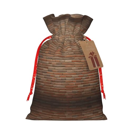 DRTGEDS Industrial Brick Wall Background 1 Pcs Christmas Drawstring Gift Bag 4.7x 6.9in,For Giving Gifts At Holiday Parties Packaging