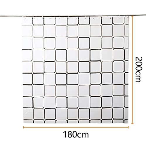 Gvolatee Duschvorhang Antischimmel 180 X 200 cm, Waschbar PEVA Shower Curtains mit 12 Duschvorhangringen, Anti-Bakteriell Duschvorhänge, Wasserdicht Bad Vorhang, Schnell Trocknend Badezimmer Vorhang
