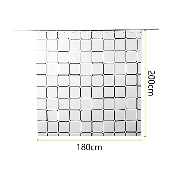Gvolatee Duschvorhang Antischimmel 180 X 200 cm, Waschbar PEVA Shower Curtains mit 12 Duschvorhangringen, Anti-Bakteriell Duschvorhänge, Wasserdicht Bad Vorhang, Schnell Trocknend Badezimmer Vorhang – Bild 4