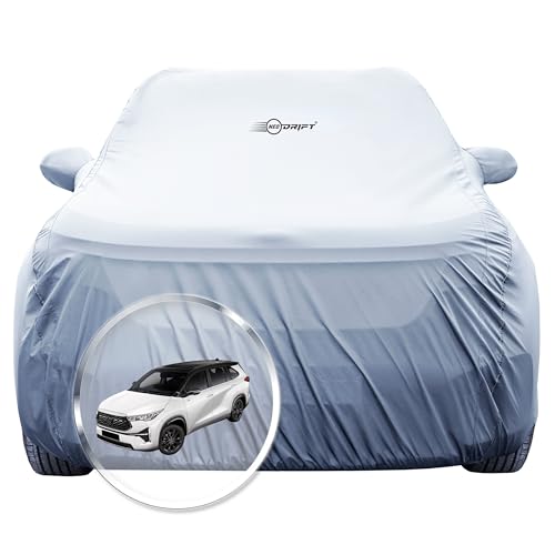 Image of NEODRIFT 'SilverTech' Car Cover for Toyota Hyryder (100% Water-Resistant, All Weather Protection, Tailored Fit, Precision-Fit & Breathable Fabric) (Colour: Silver)