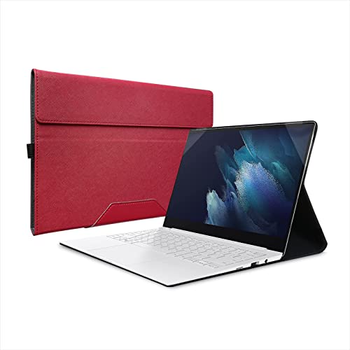 Honeycase Case Cover for 13.3 inch Samsung Galaxy Book Pro & Pro 360/Galaxy Book Flex & Flex Alpha/Galaxy Book S/Ion 13 inch Laptop ,PU Leather Hard Shell Protective Cases Covers ,S002-13-Red