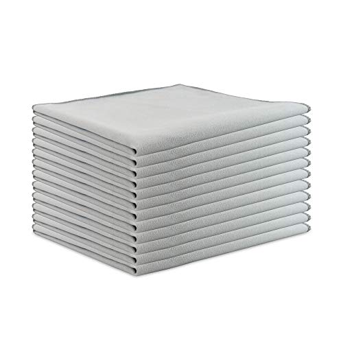 Arkwright Microfiber Suede Glass Cloths - (Pack Of 12) Absorbent Dish Drying Cloth, Cleaning Towel Set Perfect For Home, Kitchen, Gym, Cars, And Glass, 16 X 16 In, Grey #TOP14