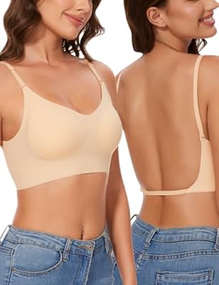Kiiwah Sujetador Sin Espalda Baja Mujer, Invisible Sujetador Básico con Tirantes Convertible para Vestido y Boda (Desnudo) | Ya disponible en tu tienda friki favorita! En mundofriki.es!