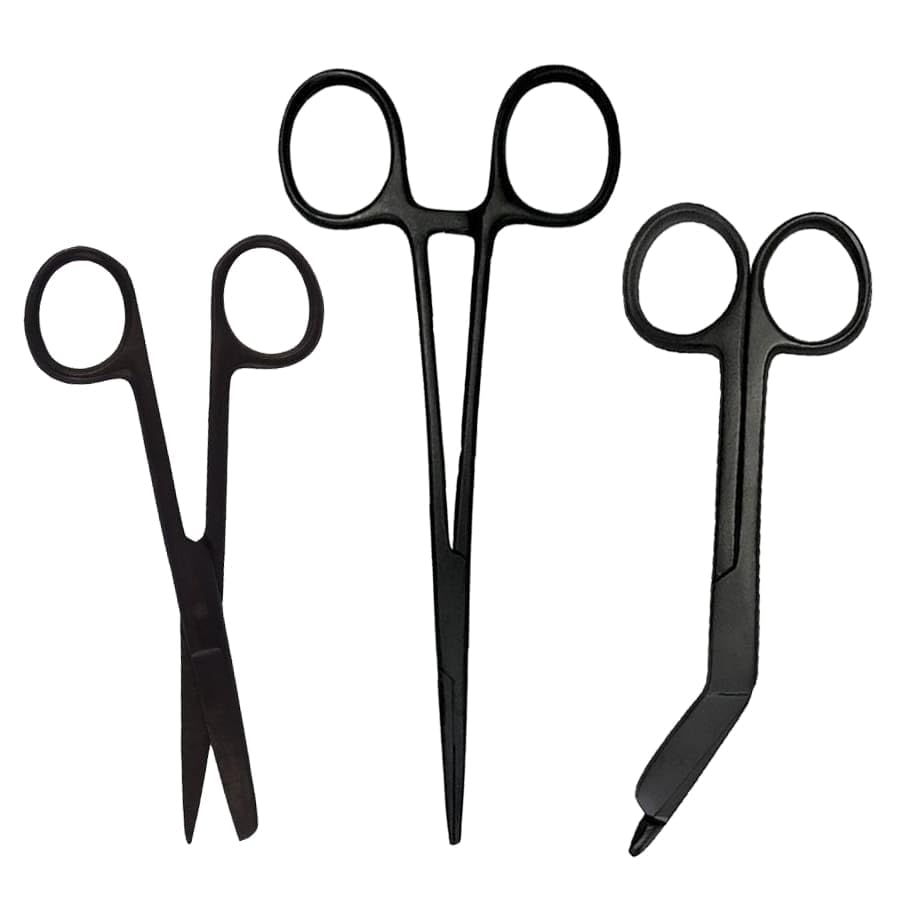 Set de ciseaux d'infirmière "Noir mat" - Ciseaux à bandages - Accessoires infirmiers - Ciseaux de premiers secours - Ciseaux médicaux - Kocher - Cadeau pour infirmière