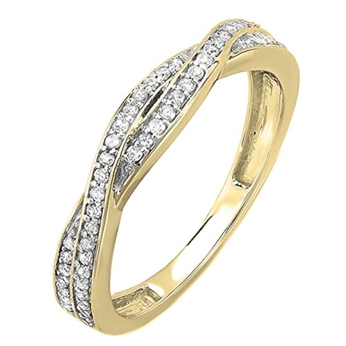 Dazzlingrock Collection 0.25 quilates (ctw) 10k anillo de matrimonio de diamantes redondos con remolino a juego anillo de 1/4 qt, oro amarillo, tamaño 6.5 De las mujeres| Dazzlingrock Collection 0.25 quilates (ctw) 10k anillo de matrimonio de diamantes redondos con remolino a juego anillo de 1/4 qt, oro amarillo, tamaño 6.5 De las mujeres|