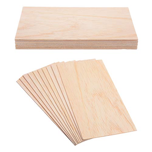 kuosbiu 10 Pieces Basswood Wood Sheets, Thin Unfinished Wood Plywood Wood Board for DIY Crafts House Boat Airplane Model - 200x100x2mm