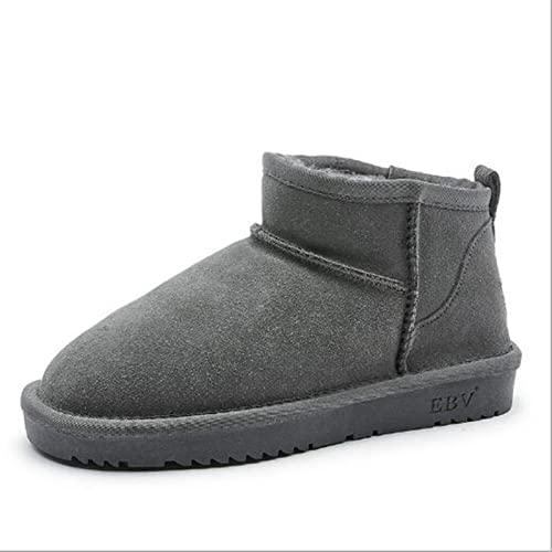 ZHIERPIUS Baskets d'hiver tendance pour femme - En velours épais - Style décontracté - En coton - Avec poils de lapin - Noir - Couleur : gris - Taille : 36 Cover