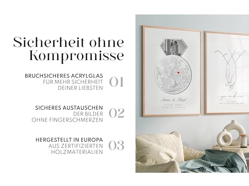 Artower® Bilderrahmen für DIN A4 21 x 30 cm Natur Holz Eiche Dünner Rahmen | Posterrahmen Groß Collage | Picture Frame 21 x 29,7cm | Holzrahmen| Holzbilderrahmen Poster Echtholz