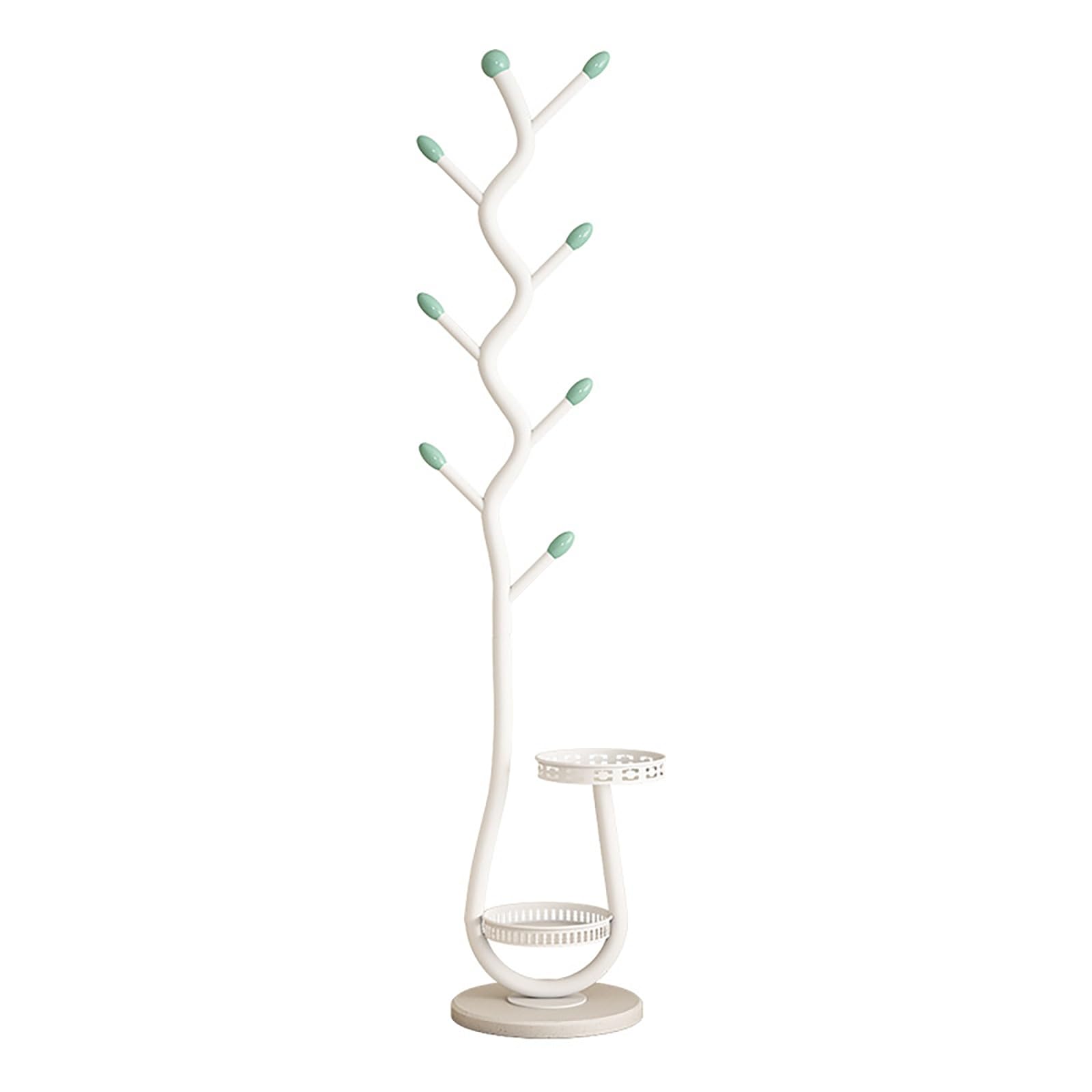 FGXHHS Cact Hall Tree with Sto - Space-Saving Coat Rack for Entryway, Foyer, Corridor, Bedroom, Living Room Double Layer Design in White
