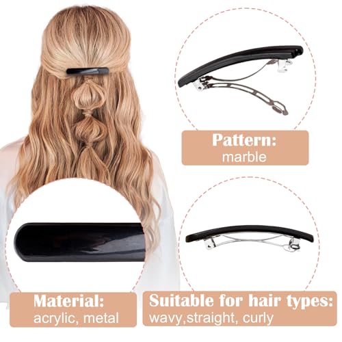10 pinzas para el cabello ovaladas negras 6.3 cm miniatura 3