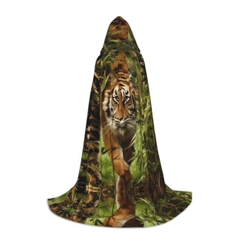 Capa con capucha de tigre para fiestas de máscaras y pasacalles