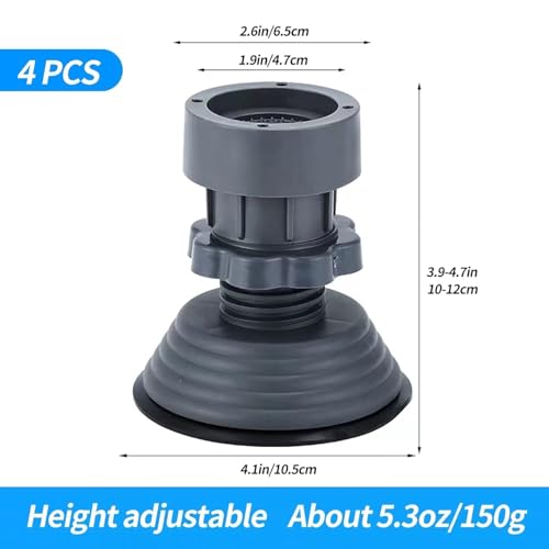 Image of FURNIMATE Anti-Vibration Pads Washing Machine Stand - Adjustable Furniture Base Fridge Stand for Single & Double Door, Shock-Absorbing, Noise Cancelling, Anti-Slip Stabilizer (Grrey, Pack of 1)