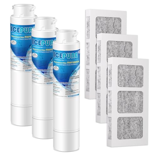 Image of ICEPURE RWF5800A Refrigerator Water Filter and Air Filter Replacement for Frigidaire EPTWFU01, EWF02, Pure Source Ultra II, PureSource Ultra 2, SCWFTCTO, GP006 EPTWFUO1 MR022 JO22 BO022 TH-01, 3 Combo