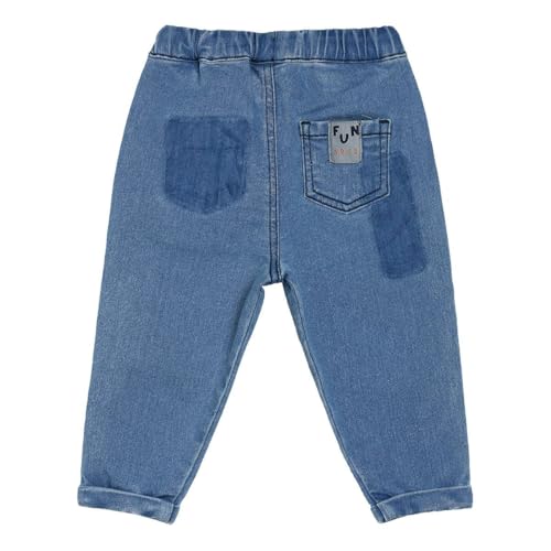 Image of miniklub Baby Full Length Woven Cotton Denim Pant (Blue Color)