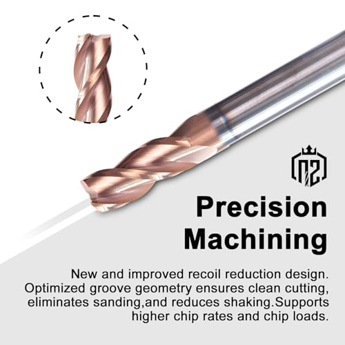 Image of NZ 3 /16 inch 3 Flute Square End Mill TiSiN-Coated Solid Carbide 37 Helix - 5 /8 inch LOC for Alloy & Hardened Steel