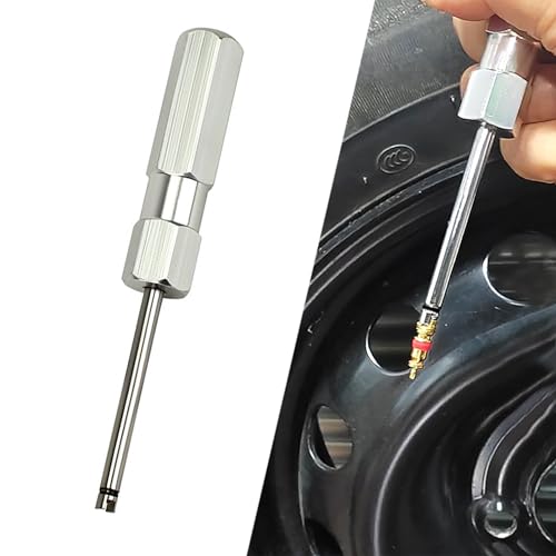 Image of 1 PC Car Tire Valve Core Screwdriver, Valve Stem Disassembly Tool Rod Puller, Metal Adjustable Valve Wrench Bottom Adsorbable, Universal for Cars Tire Repair and Disassembly Tool (Silver)