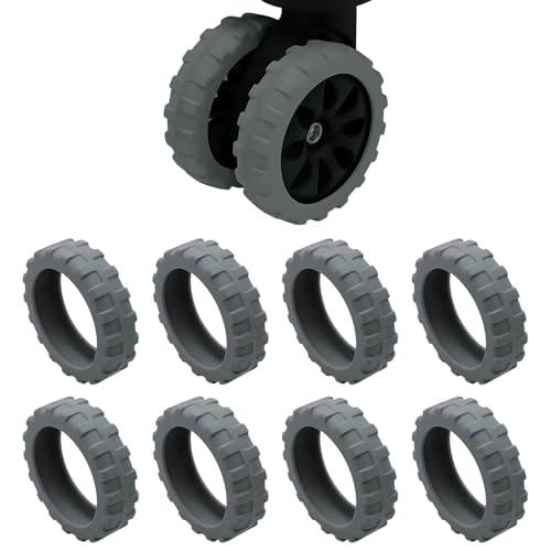 Silicone Luggage Wheel Covers, 8 Pcs Carry On Suitcase Wheel Protectors, Noise Resistant Anti Wear Protective Covers for Spinner Wheels (Grey)