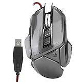 Ratón para Juegos con Cable, Ratones mecánicos ópticos USB, ratón de Juego de programación ergonómico con 4 Luces de Colores, Ajuste de 11 Teclas, 4 Niveles dpi hasta 3200 dpi(Gris)